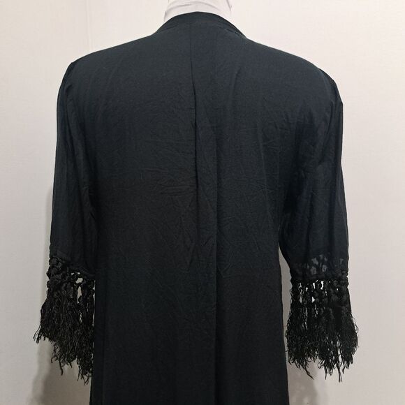 Tigerlily Embroidered Button Down Fringe Cardigan Cruise Dress Small Black - Picture 15 of 17